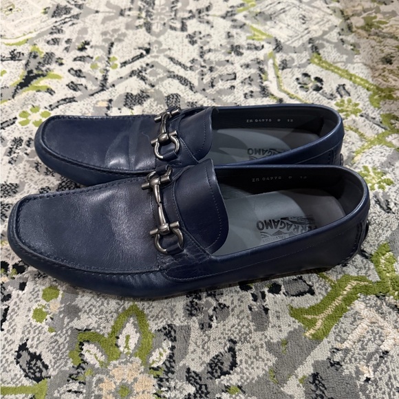 Salvatore Ferragamo Dark Blue Leather Loafers main image 10